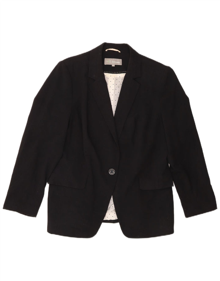 Giacca blazer a 1 bottone Marks & Spencer da donna UK 16 grande poliestere nero