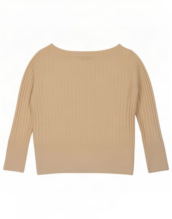 Maglione da donna Marks & Spencer corto con scollo a barca UK 14 grande bianco sporco