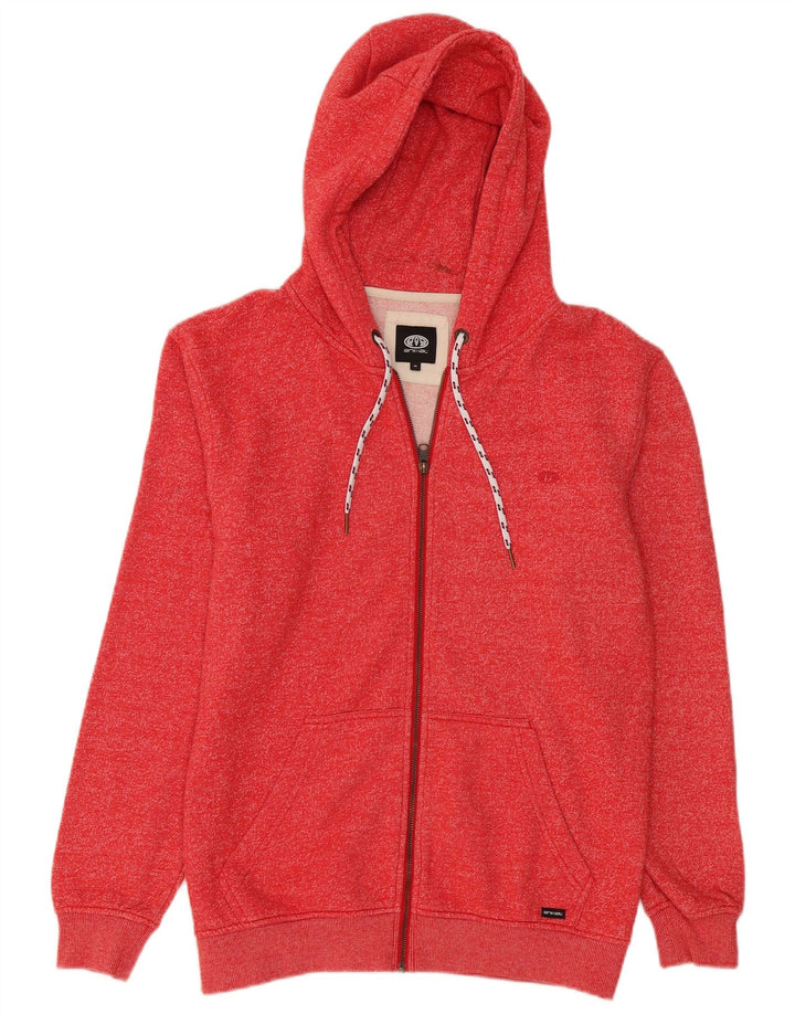Maglione con cappuccio e zip da uomo con cappuccio in cotone medio rosso screziato