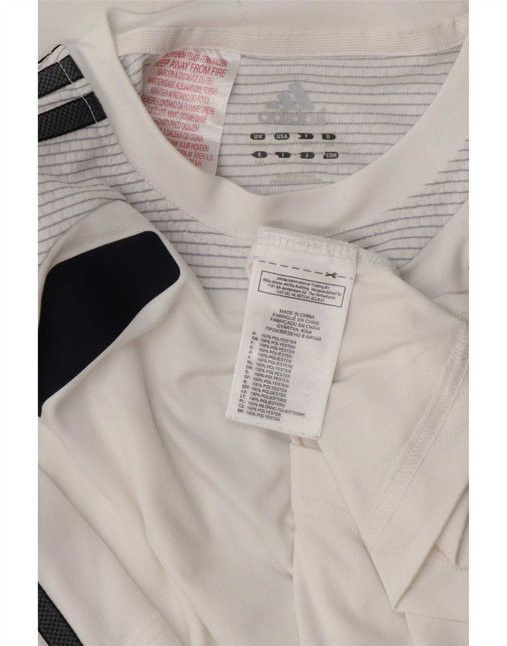 Maglietta Adidas da ragazzo, 11-12 anni, in poliestere color block bianco