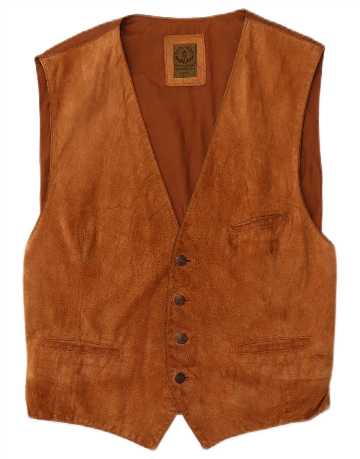 Gilet in pelle scamosciata da uomo Jey Coleman IT 48 Marrone medio
