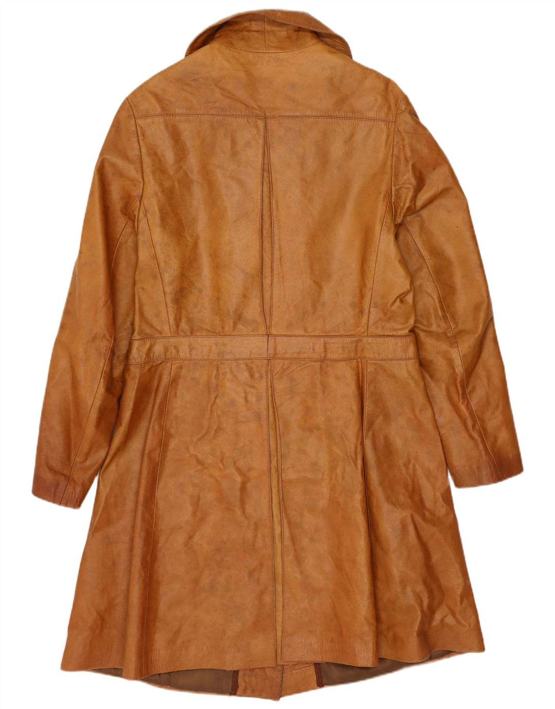 Cappotto in pelle vintage da donna UK 10 piccolo marrone