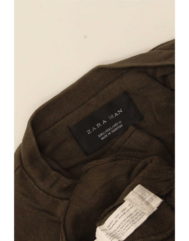 Giacca da ginnastica da uomo Zara grande in cotone kaki