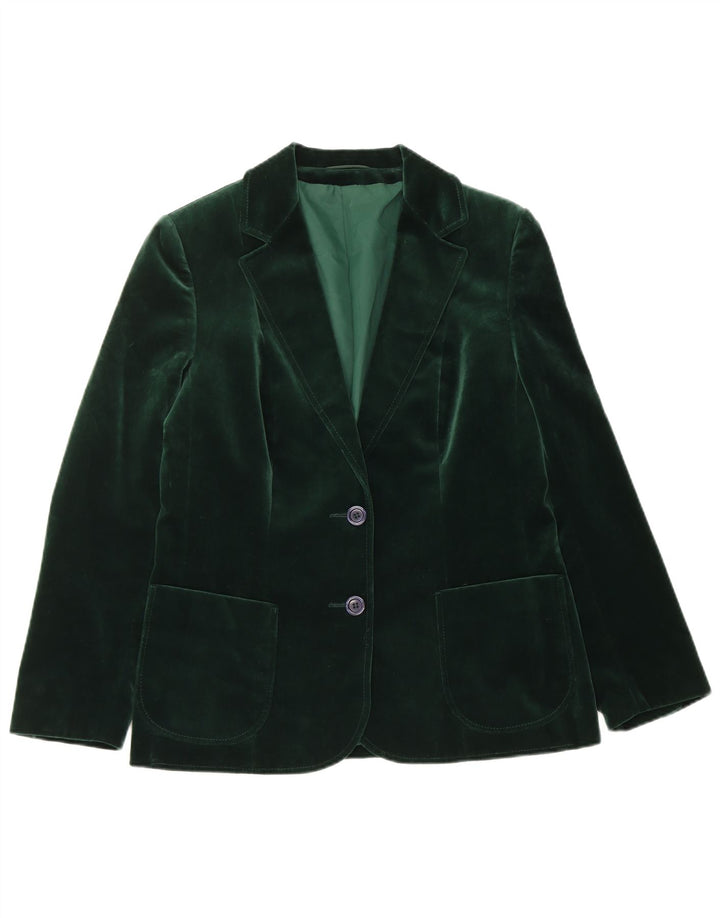 Giacca blazer in velluto a 2 bottoni da donna St Michael UK 14 Cotone verde medio