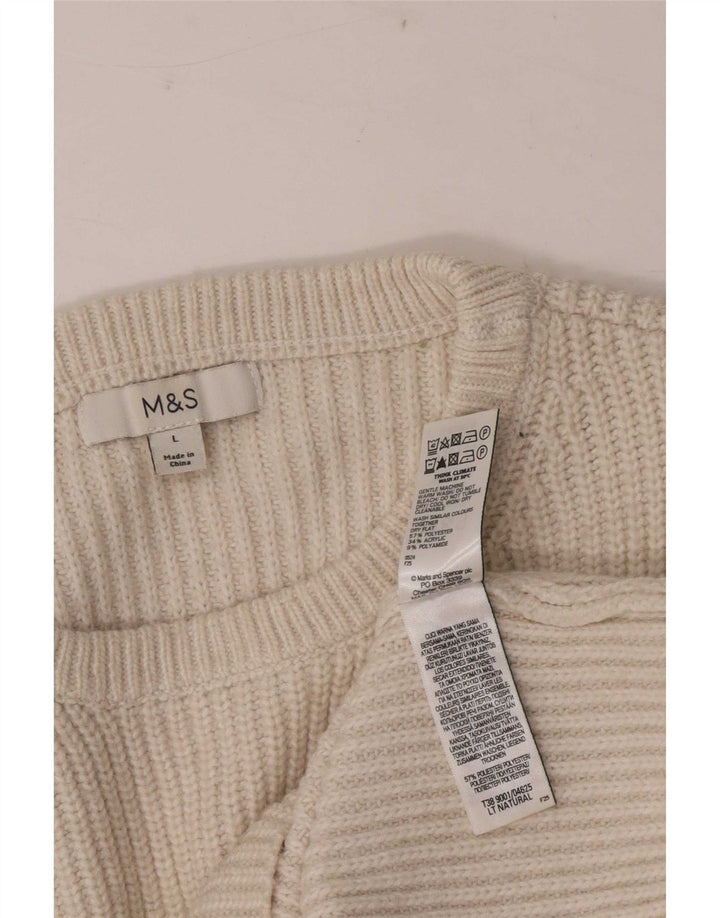 Maglione maglione girocollo da donna Marks & Spencer UK 16 grande bianco sporco