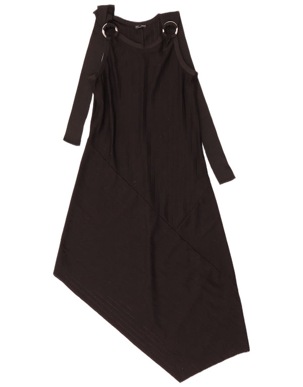 Abito asimmetrico a maniche lunghe da donna Zara UK 12 gessato medio nero