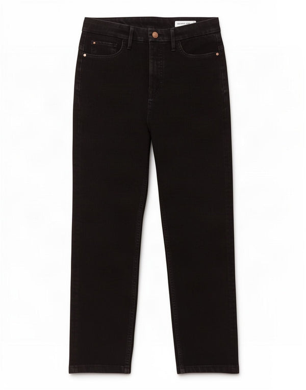 Jeans dritti corti Marks & Spencer da donna UK 12 medio W30 L26 neri