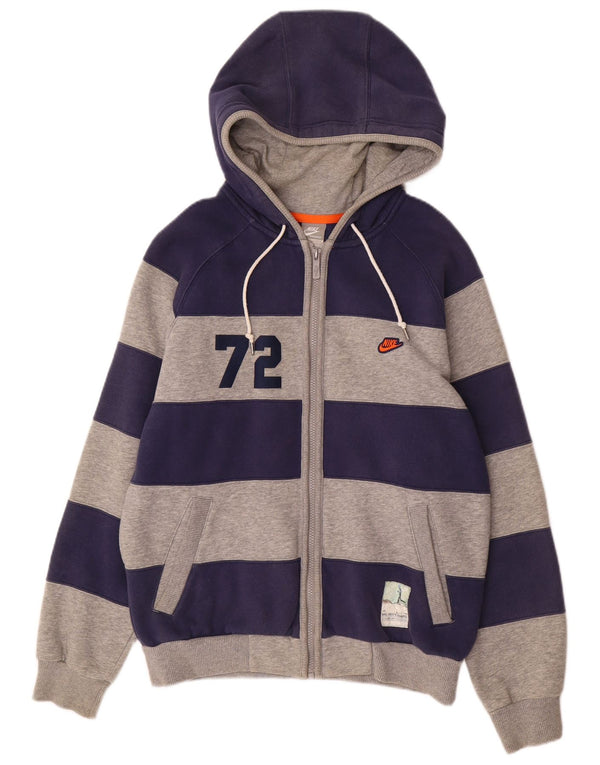 Felpa con cappuccio e zip grafica da uomo NIKE UK 36/38 piccola a righe blu navy