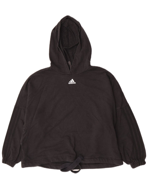Felpa con cappuccio oversize da donna Adidas UK 4/6 XS cotone nero
