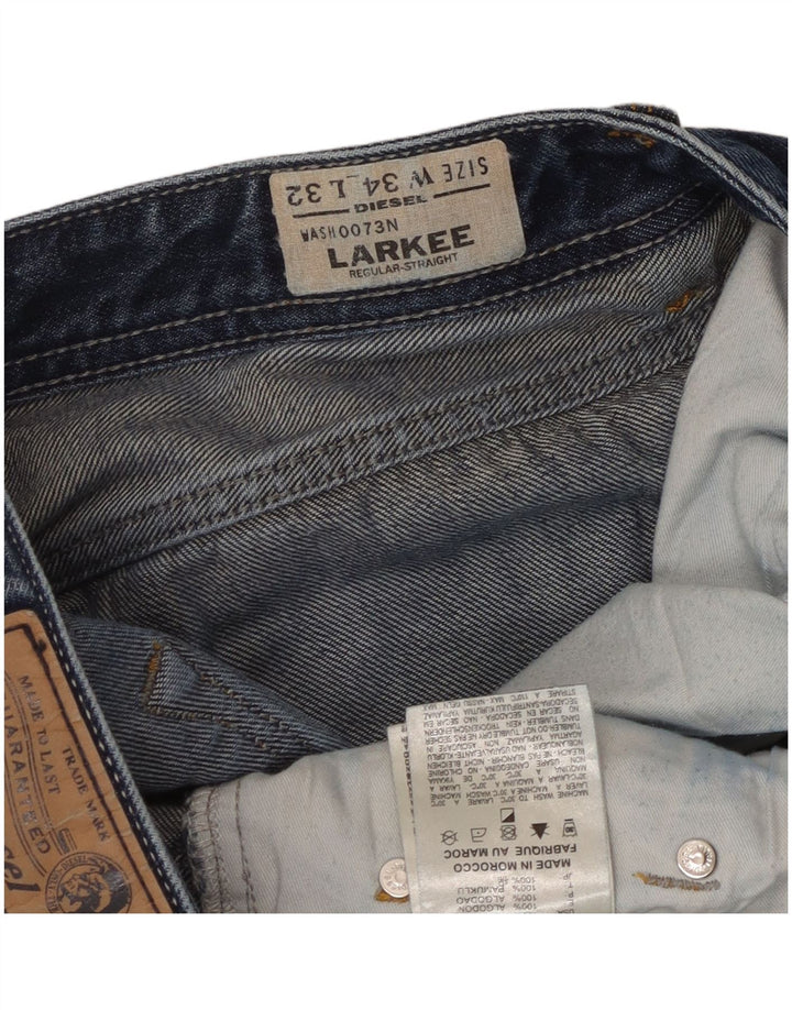DIESEL Jeans dritti da uomo Larkee vestibilità regolare W34 L32 cotone blu