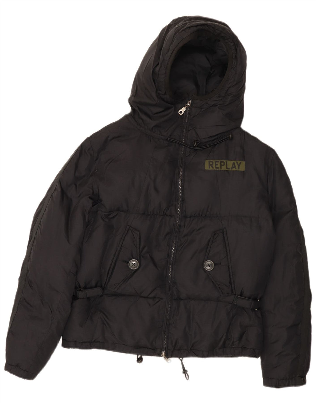 Giacca imbottita oversize con cappuccio da donna Replay UK 10 Small Nera in poliammide