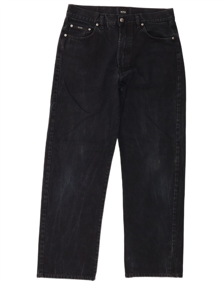 Jeans dritti da uomo Hugo Boss W34 L30 cotone nero