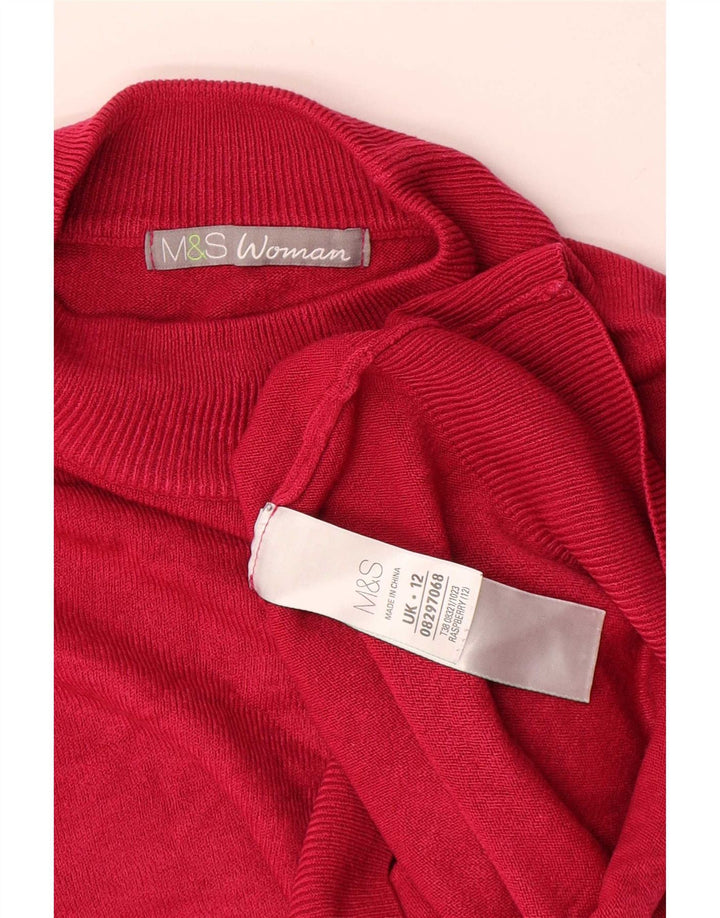 Maglione maglione a collo alto da donna Marks & Spencer UK 12 Acrilico rosso medio