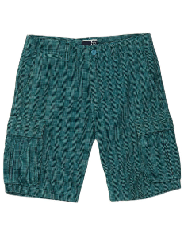 Pantaloncini cargo da uomo Sergio Tacchini IT 48 Medium W32 Cotone a quadri blu