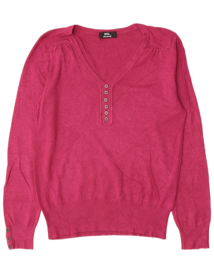 Maglione maglione con scollo a V da donna Marks & Spencer UK 14 Rosa medio