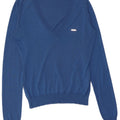 Maglione maglione con scollo a V da donna Dsquared2 UK 12 Seta blu medio