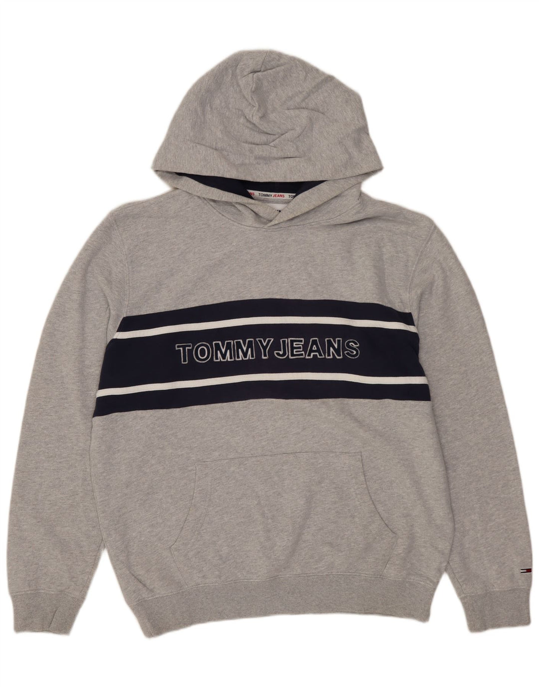 TOMMY HILFIGER Felpa con cappuccio grafica da uomo XL Grigio Colourblock