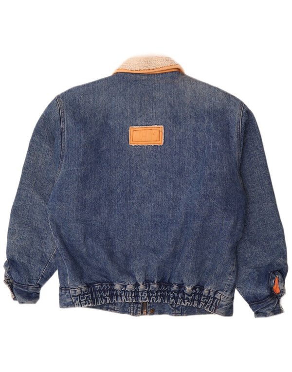 Giacca Mash da uomo in denim sherpa UK 40 grande cotone blu