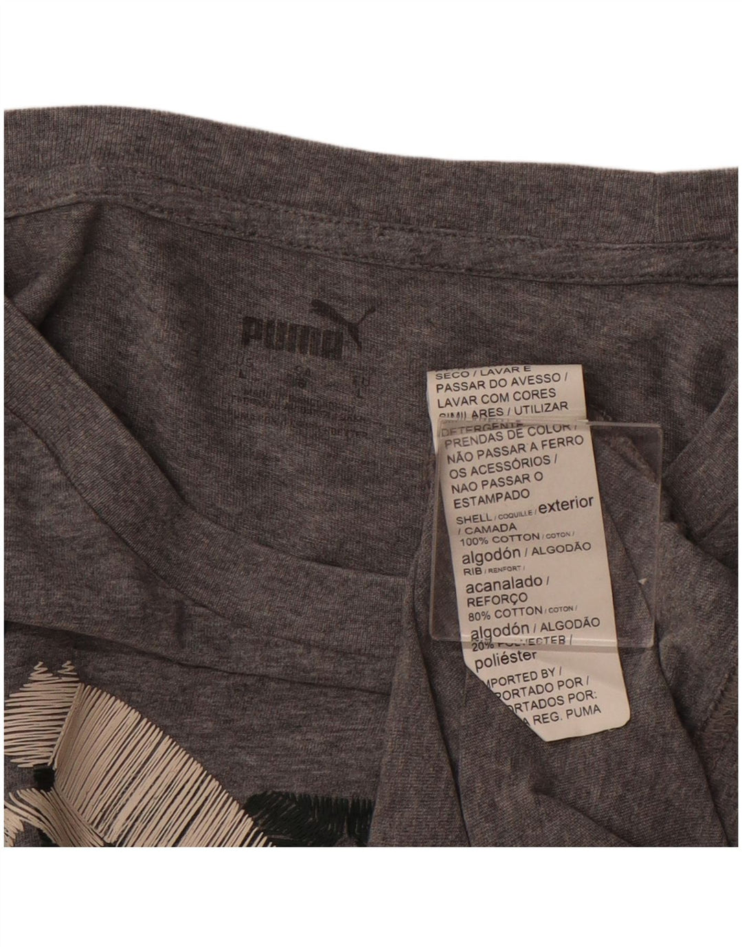 PUMA T-shirt grafica da donna Top UK 16 Large Grigio Cotone