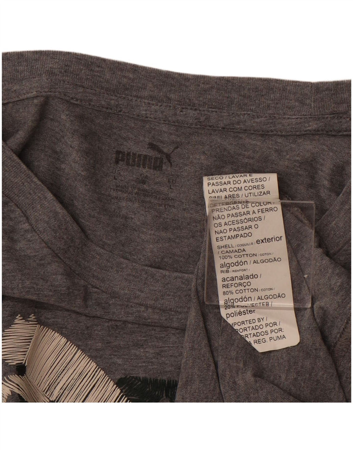 PUMA T-shirt grafica da donna Top UK 16 Large Grigio Cotone