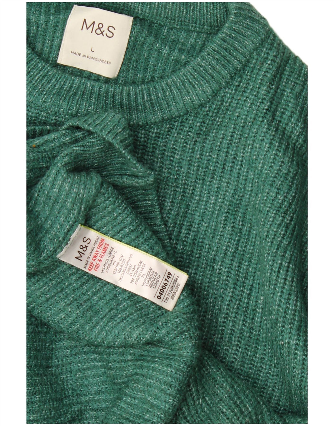 Maglione maglione girocollo da uomo Marks & Spencer grande verde in poliammide