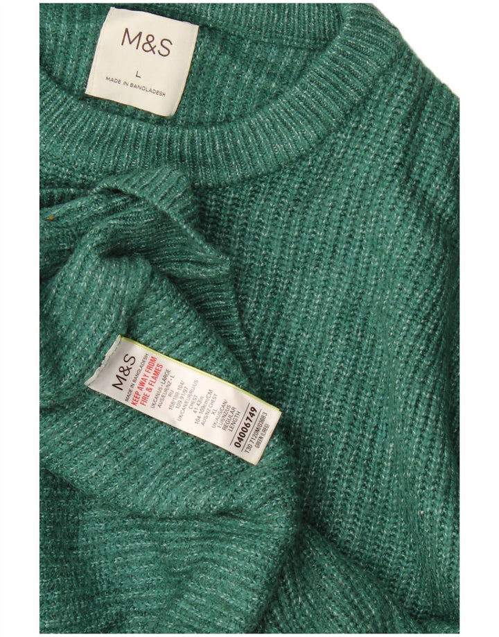 Maglione maglione girocollo da uomo Marks & Spencer grande verde in poliammide