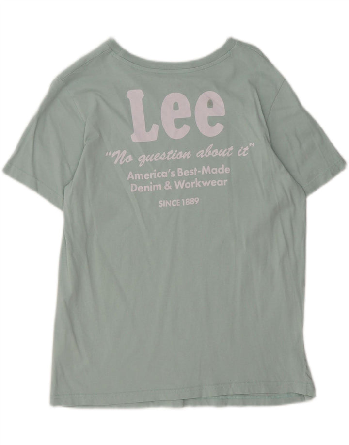 LEE Womens Regular Fit Graphic T-Shirt Top UK 14 Medium Green Cotton Vintage Lee and Second-Hand Lee from Messina Hembry 