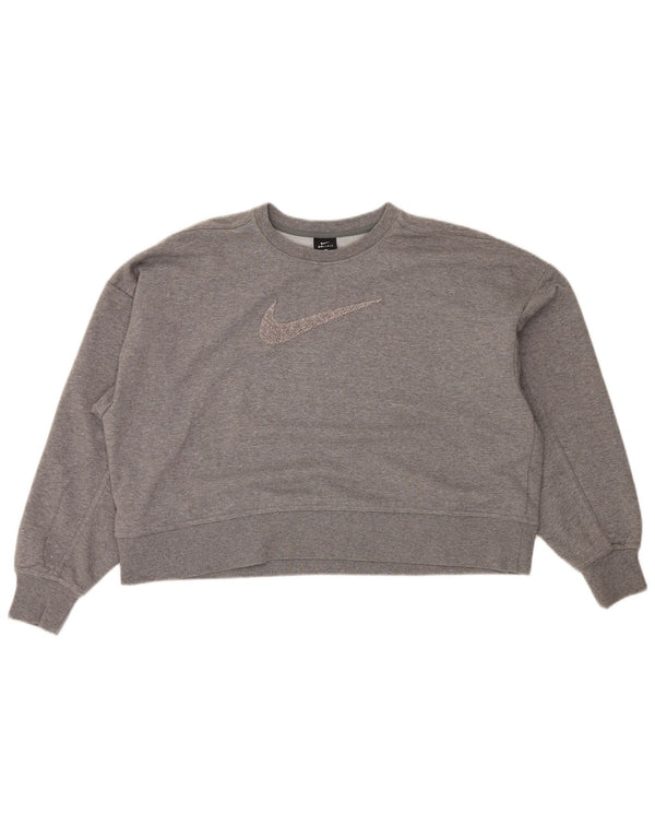 NIKE Felpa corta con grafica oversize da donna UK 16 Large Grigio