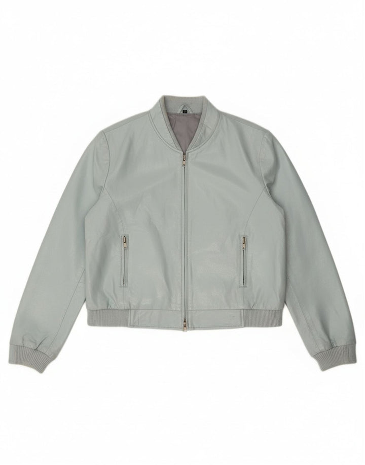 Giubbotto bomber vintage da donna in ecopelle corta IT 44 blu medio