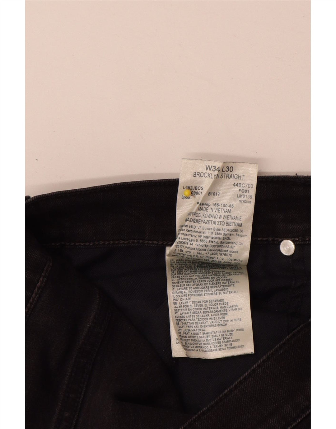 Jeans dritti da uomo Lee Brooklyn W34 L30 cotone nero