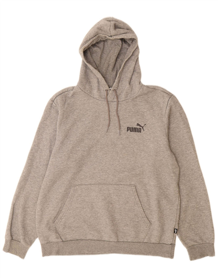 Felpa con cappuccio da uomo Puma in cotone chiazzato grigio medio