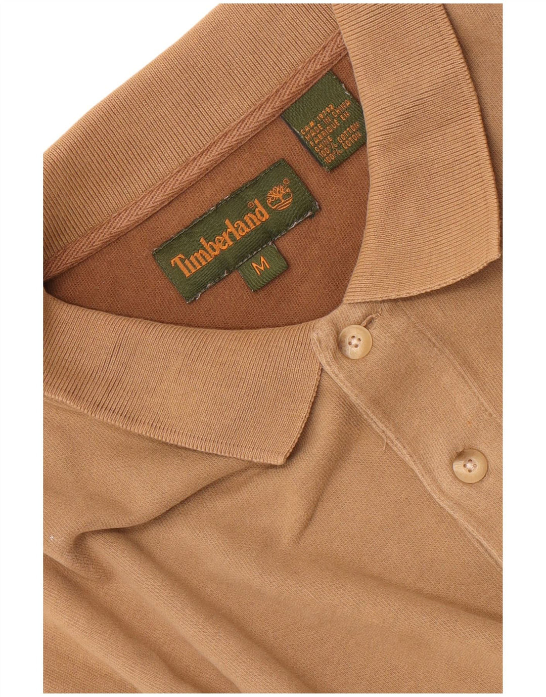 Polo da uomo a manica lunga Timberland in cotone beige medio