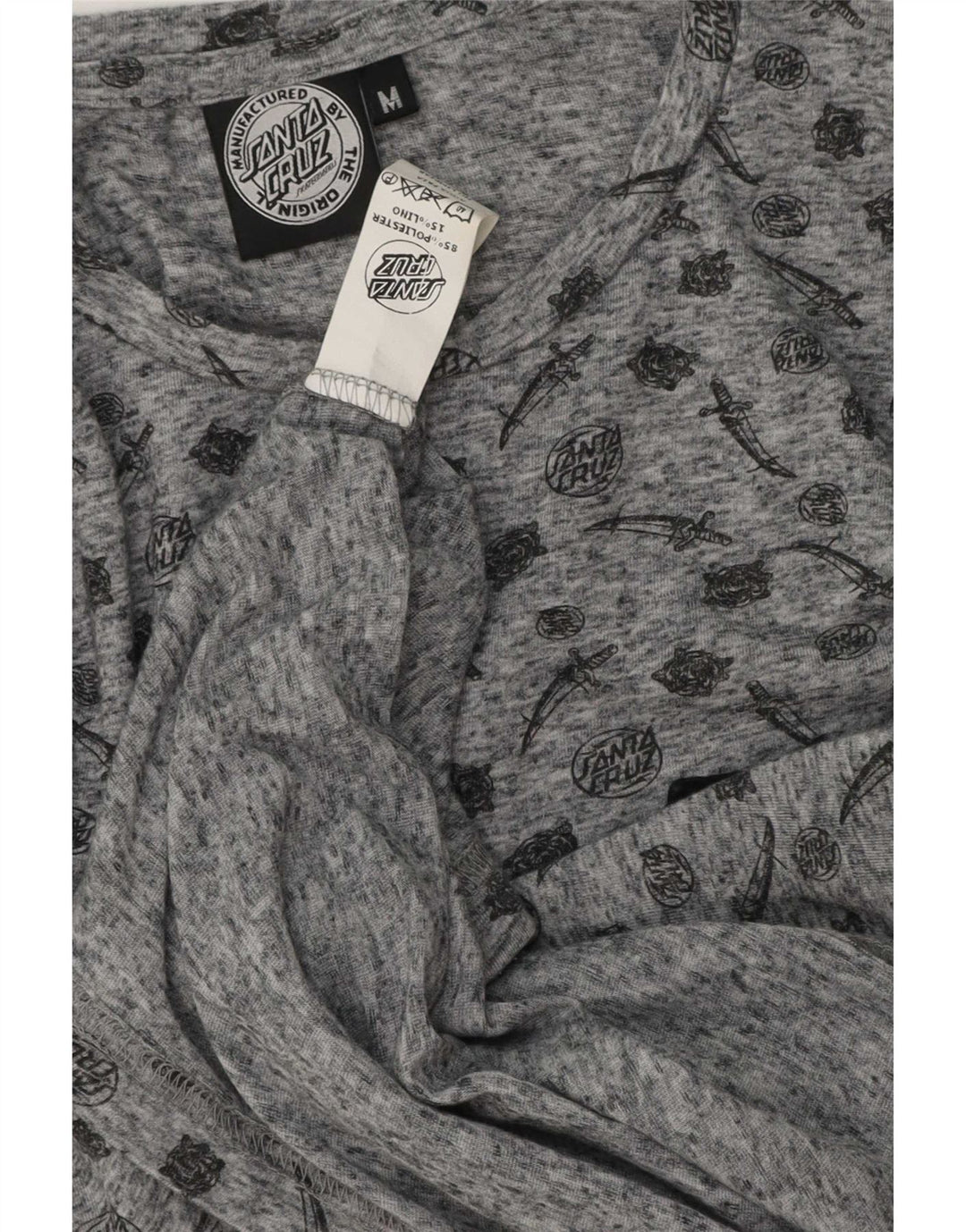 T-shirt grafica da uomo Santa Cruz Top in poliestere grigio medio