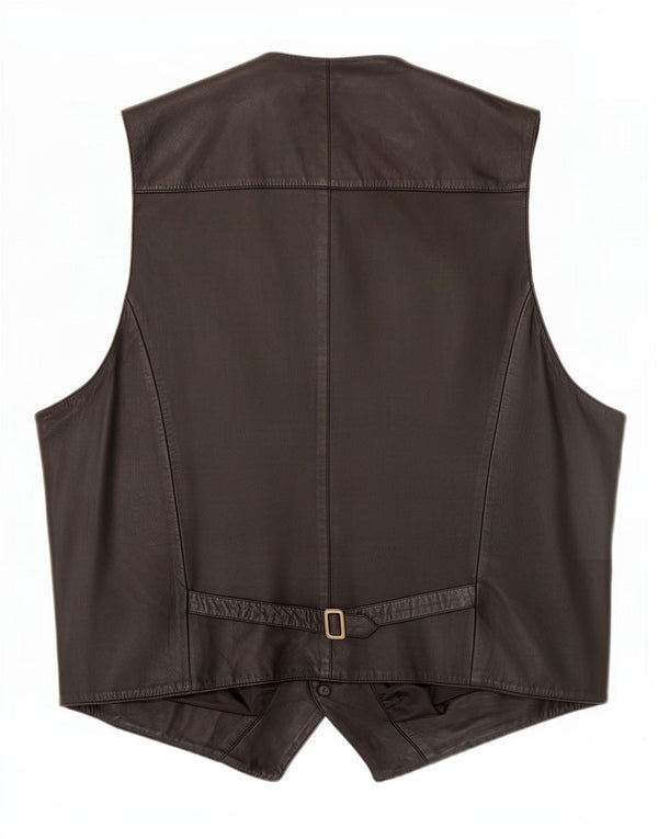 Gilet in pelle vintage da uomo IT 54 2XL Nero