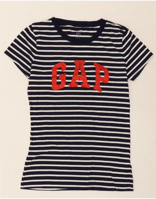 Gap T-shirt grafica da donna Top UK 6 XS Cotone a righe blu navy