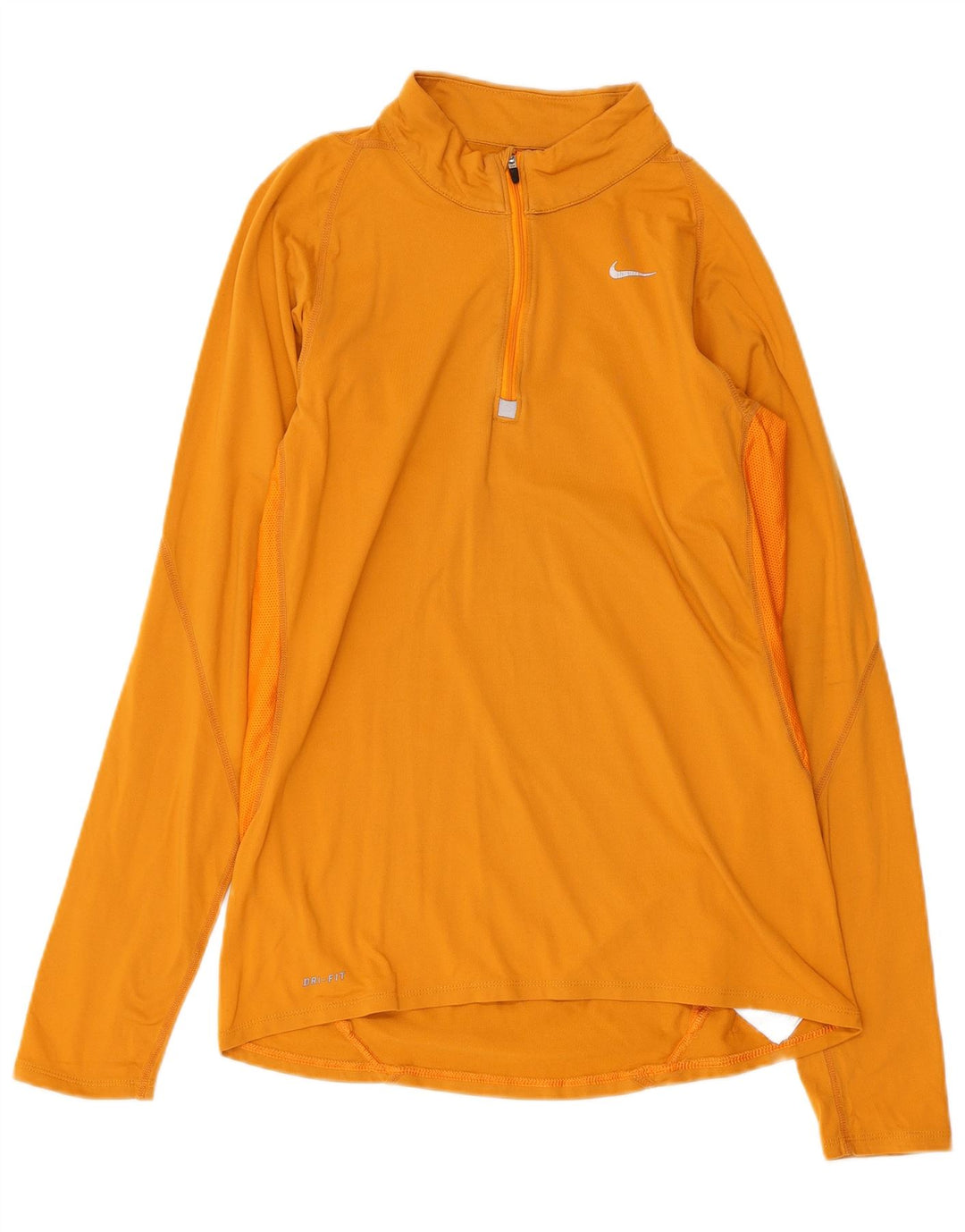 NIKE Top da tuta pullover con zip e collo Dri Fit da donna UK 10 Small Giallo