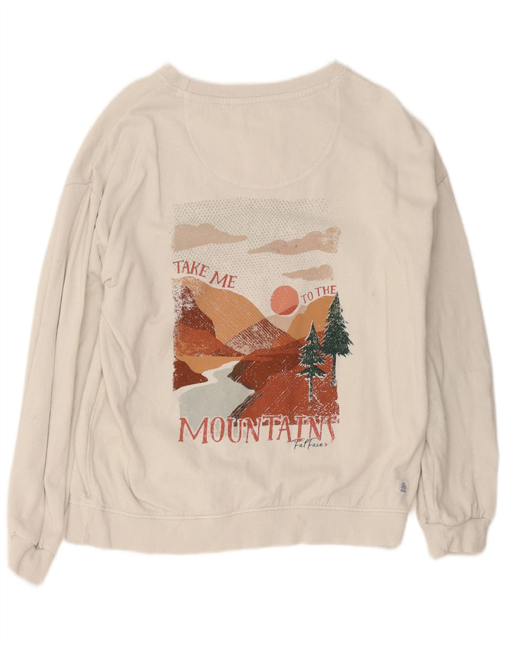 Felpa oversize con grafica da donna Fat Face UK 12 media bianco sporco