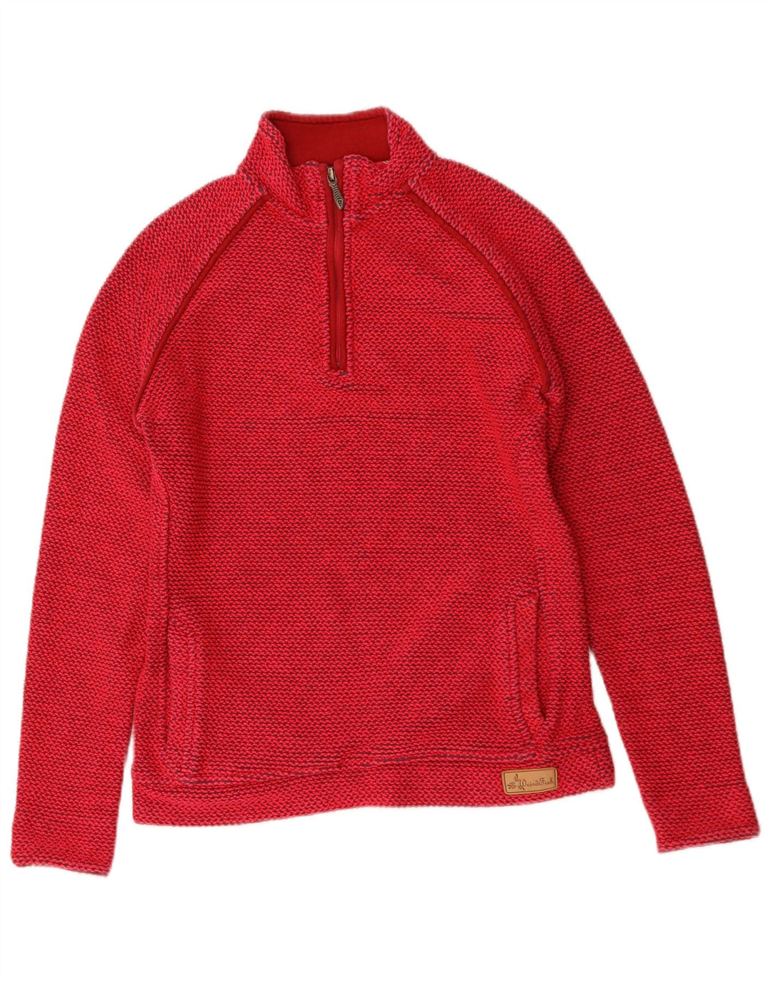 WEIRD FISH Felpa da donna con collo con zip Maglione UK 12 Medio Rosso