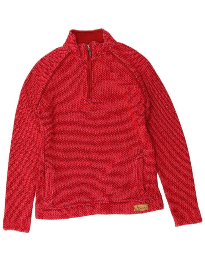 WEIRD FISH Felpa da donna con collo con zip Maglione UK 12 Medio Rosso