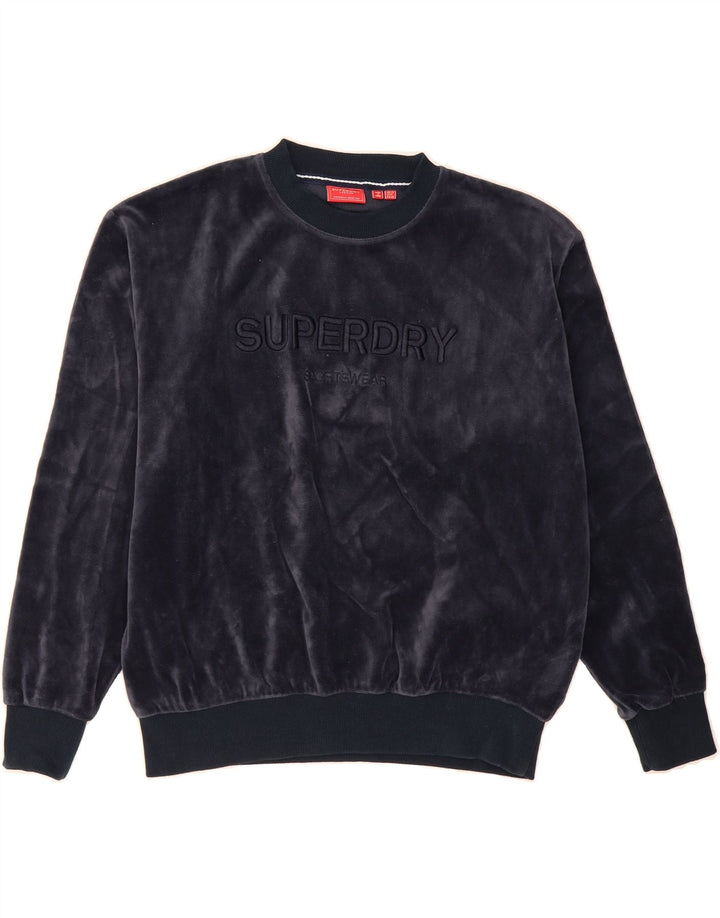 SUPERDRY Womens Oversized Graphic Sweatshirt Jumper UK 10 Small  Navy Blue Vintage Superdry and Second-Hand Superdry from Messina Hembry 