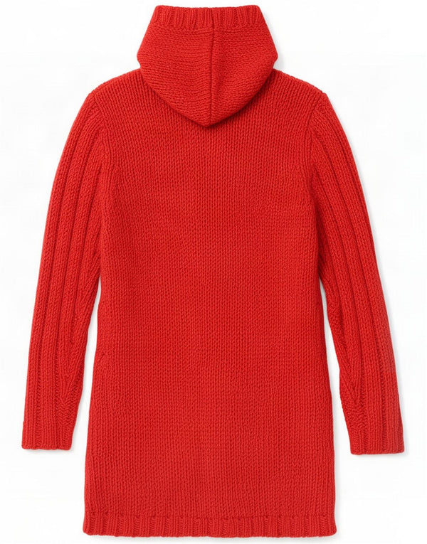 Tommy Hilfiger Girls Hooded Cardigan Sweater 13-14 Years Large Red Acrylic