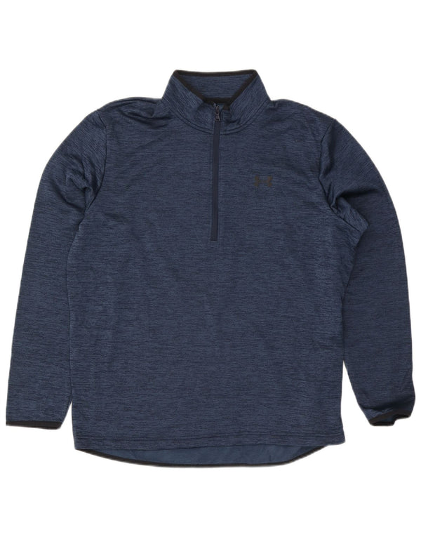 Under Armour Uomo Pullover con zip e collo della tuta da ginnastica Top grande blu navy screziato
