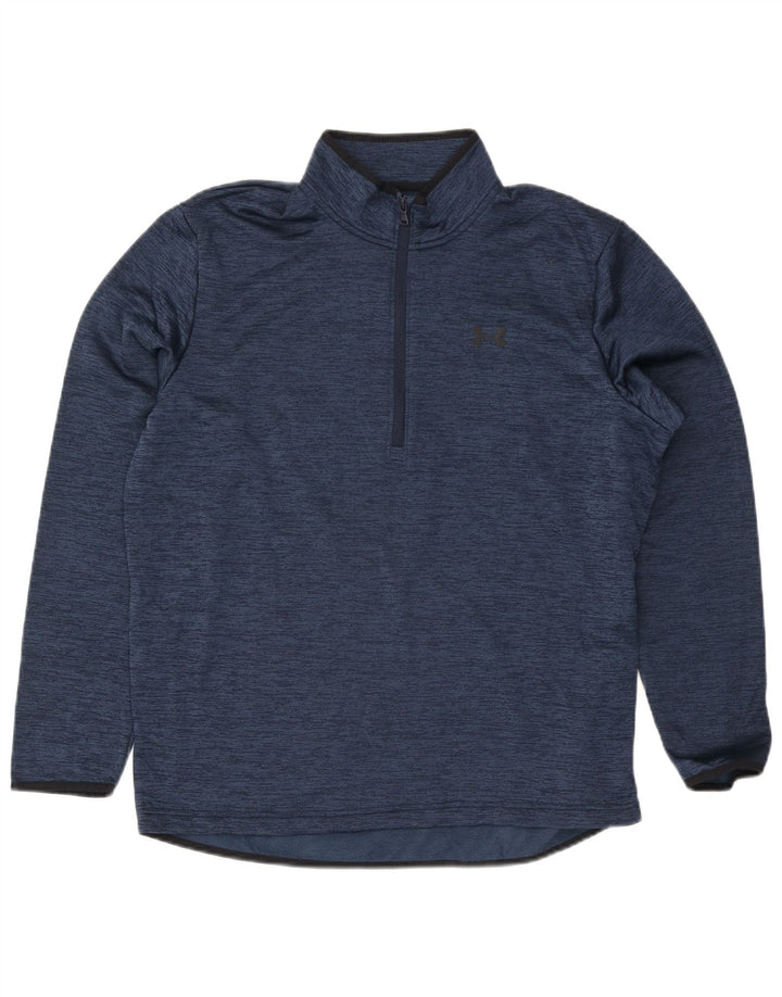 Under Armour Uomo Pullover con zip e collo della tuta da ginnastica Top grande blu navy screziato