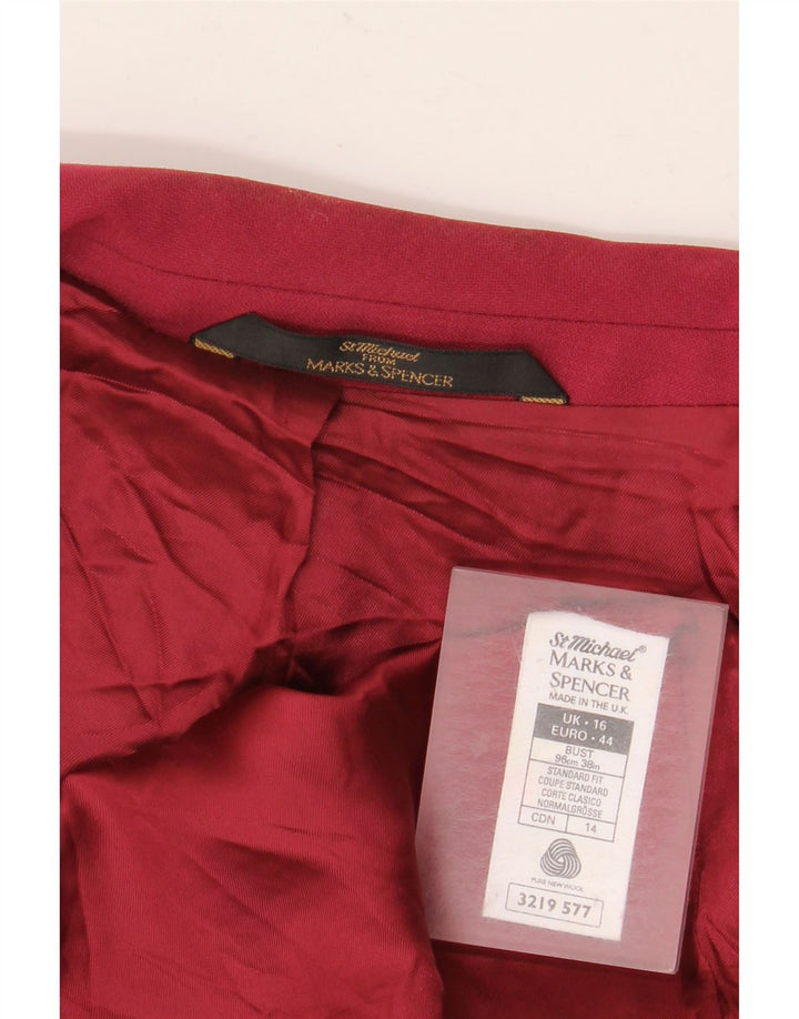 Giacca blazer da donna Marks & Spencer vestibilità standard UK 16 grande bordeaux