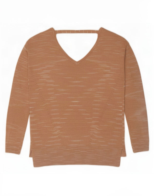 Maglione maglione con scollo a V da donna Marks & Spencer UK 10 piccolo a righe rosa