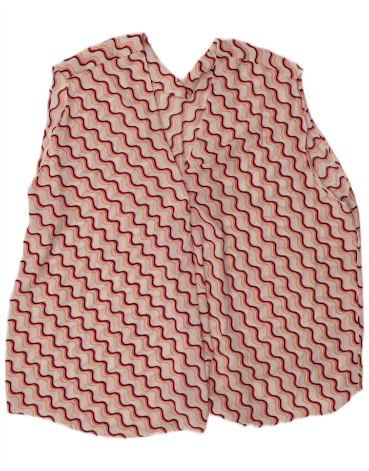MARKS & SPENCER Camicetta senza maniche da donna UK 24 4XL Rosa Chevron