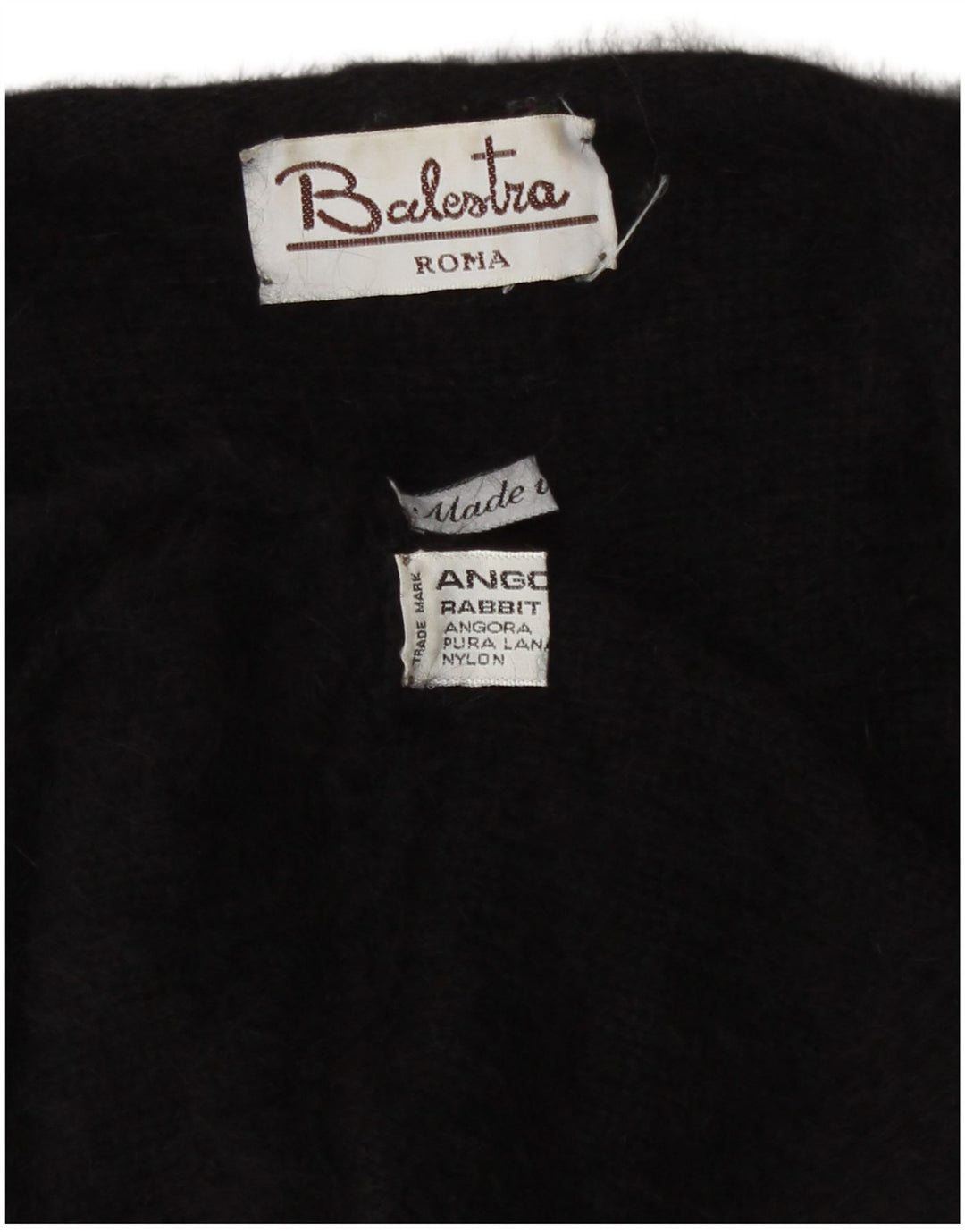 Maglione cardigan aperto da donna Renato Balestra UK 14 Angora medio nero