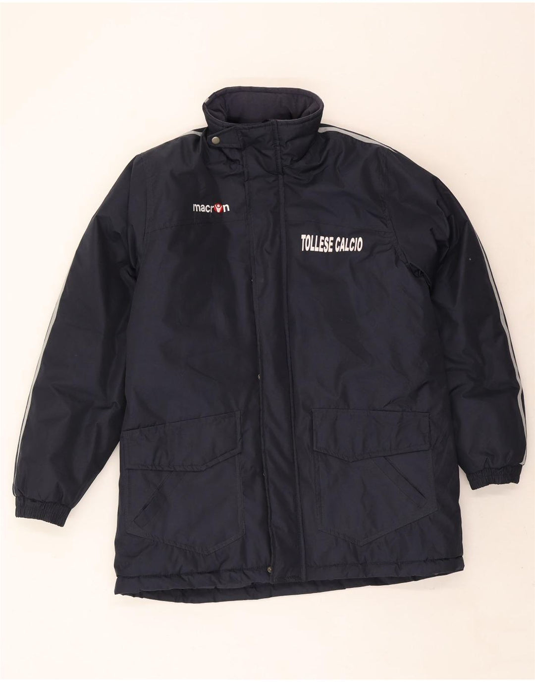 Giacca imbottita con cappuccio grafica da uomo Macron UK 40 Large in poliestere blu navy