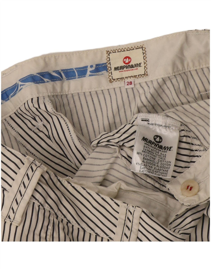 Pantaloncini bermuda da donna Murphy & Nye W28 cotone a righe bianche medie
