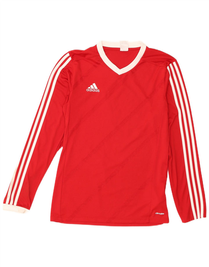 Adidas Uomo Climalite Top Manica Lunga Medio Rosso Poliestere